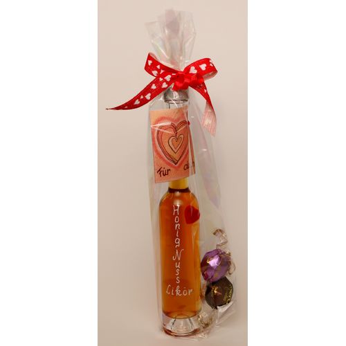 100ml Honig-Nuss Likör in hoher Flasche