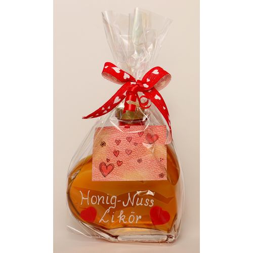 180ml Honig-Nuss Likör in Herzflasche